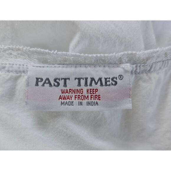 PAST TIMES Vtg Nightgown Dress O/S Empire Waist Embroidered Heart Puff Sleeves - Picture 8 of 9